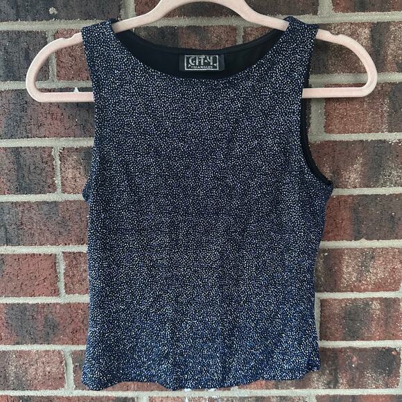 Sm Y2K City Triangles Glitter Tank Top Sparkle Clubwear Glam Whimsigoth Bratz 00 - Picture 1 of 4